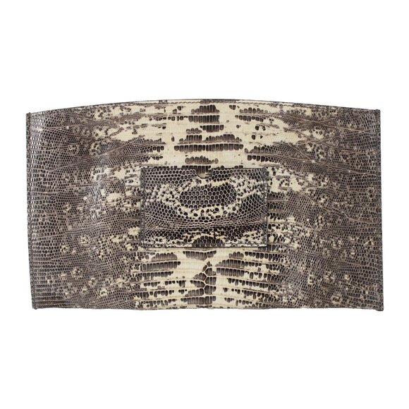 Reed Krakoff Envelope Purse 10.5 x 6 Brown Tan Reptile Print Leather Clutch Bag - Picture 1 of 12